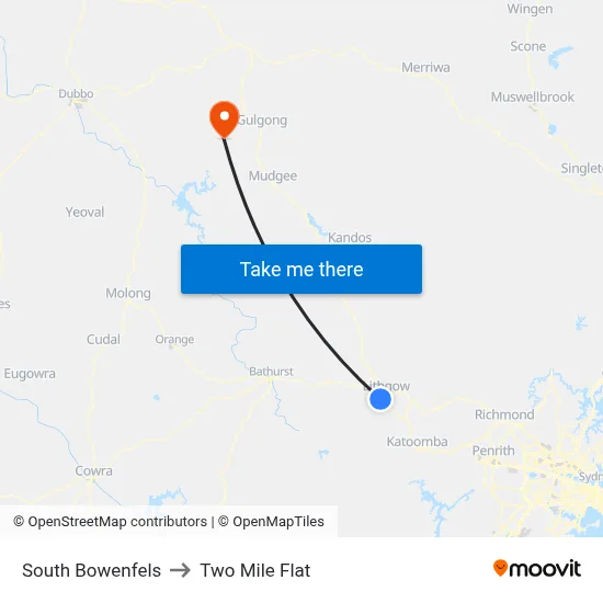 South Bowenfels to Two Mile Flat map