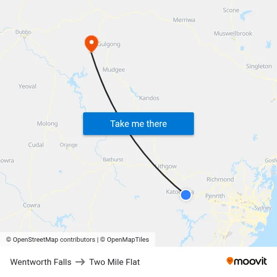 Wentworth Falls to Two Mile Flat map