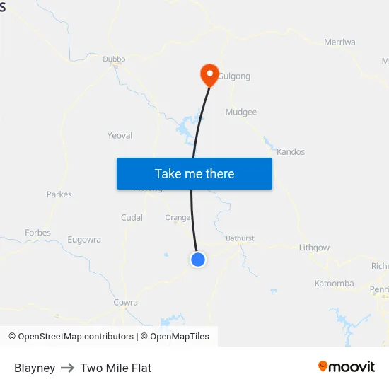 Blayney to Two Mile Flat map