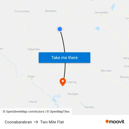 Coonabarabran to Two Mile Flat map