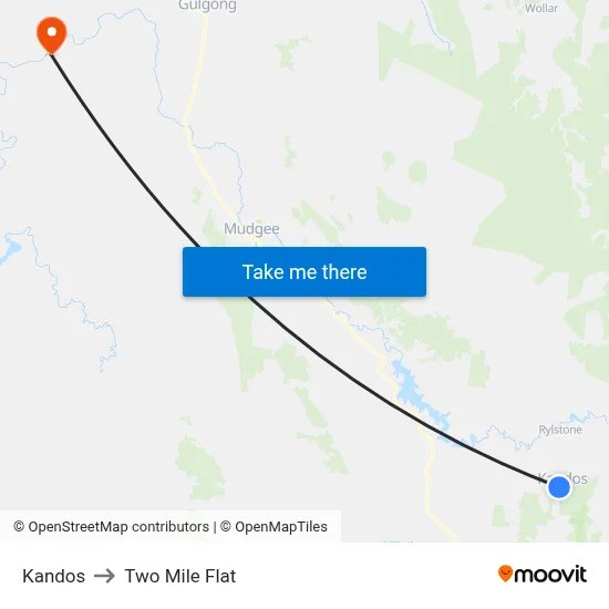 Kandos to Two Mile Flat map