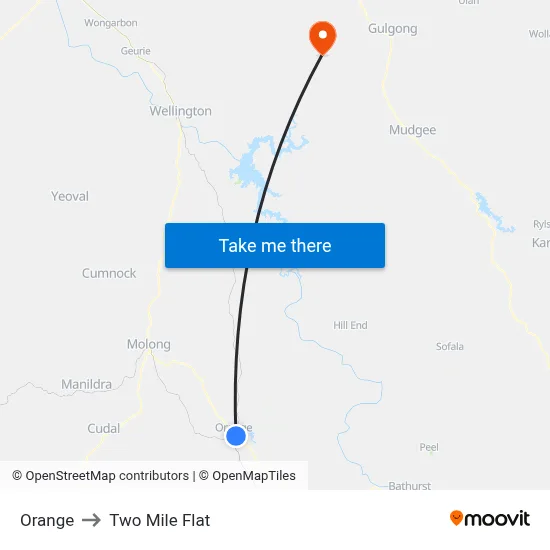 Orange to Two Mile Flat map