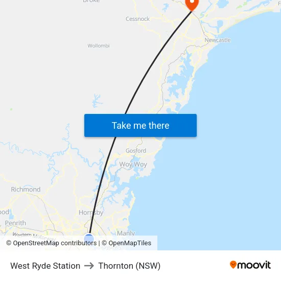 West Ryde Station to Thornton (NSW) map