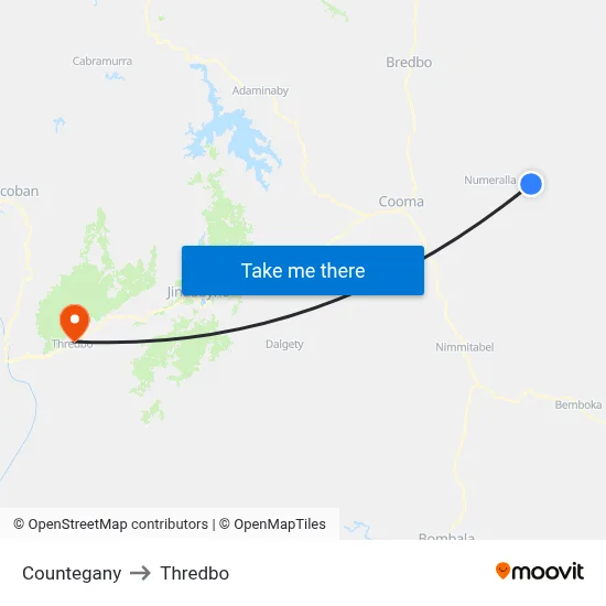 Countegany to Thredbo map