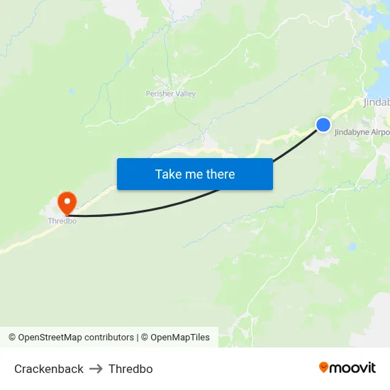 Crackenback to Thredbo map