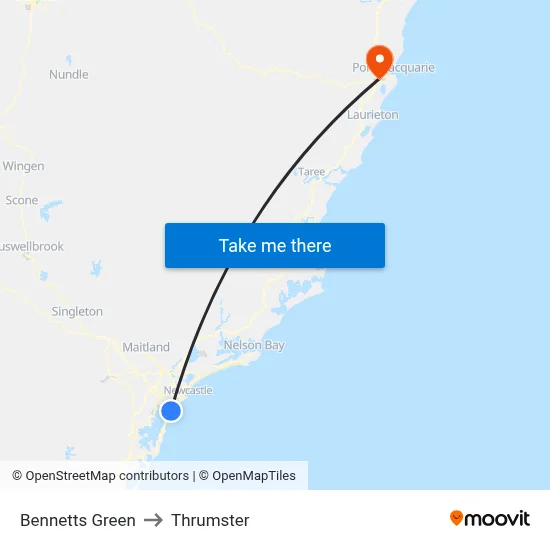 Bennetts Green to Thrumster map