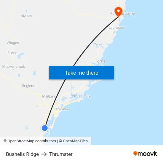 Bushells Ridge to Thrumster map