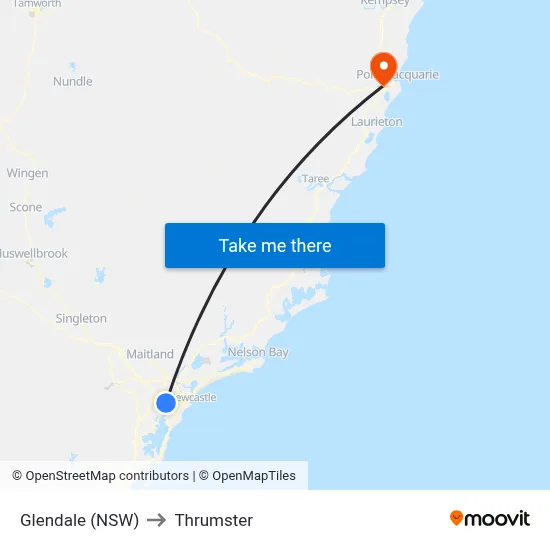 Glendale (NSW) to Thrumster map