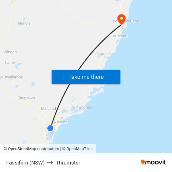 Fassifern (NSW) to Thrumster map