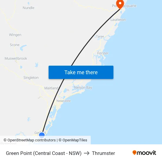 Green Point (Central Coast - NSW) to Thrumster map
