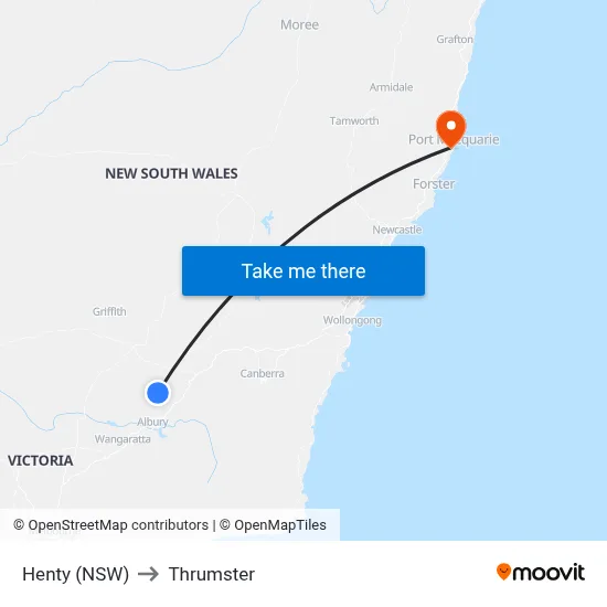 Henty (NSW) to Thrumster map