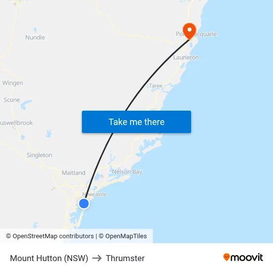 Mount Hutton (NSW) to Thrumster map