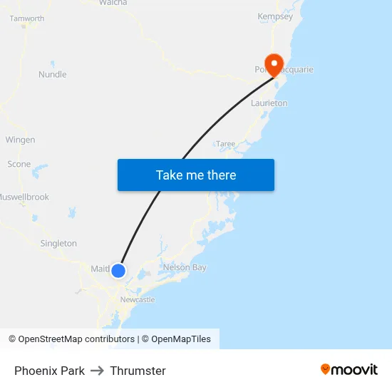 Phoenix Park to Thrumster map