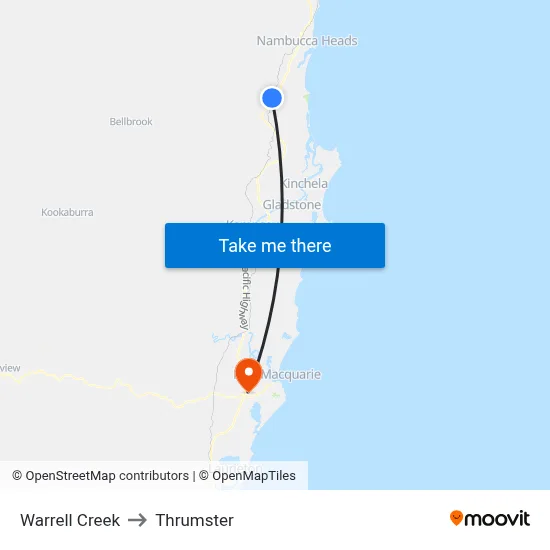 Warrell Creek to Thrumster map
