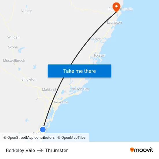 Berkeley Vale to Thrumster map