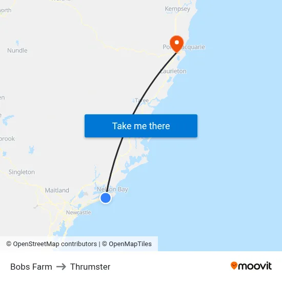 Bobs Farm to Thrumster map