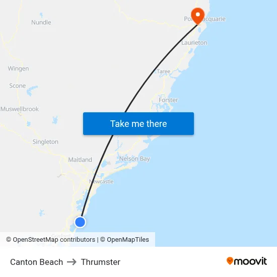 Canton Beach to Thrumster map