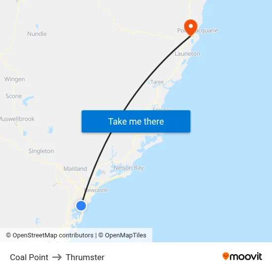 Coal Point to Thrumster map