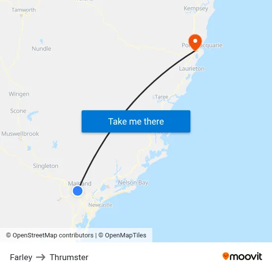 Farley to Thrumster map