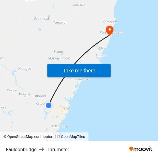 Faulconbridge to Thrumster map