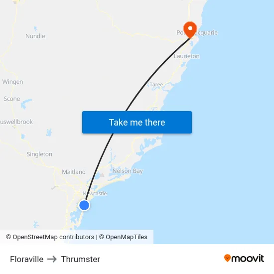 Floraville to Thrumster map
