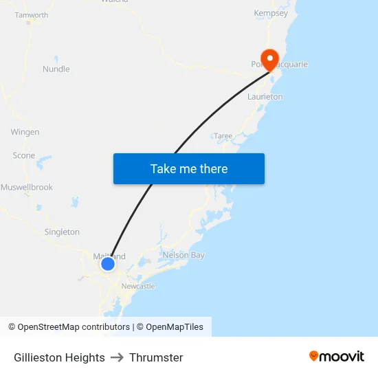 Gillieston Heights to Thrumster map