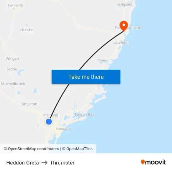Heddon Greta to Thrumster map