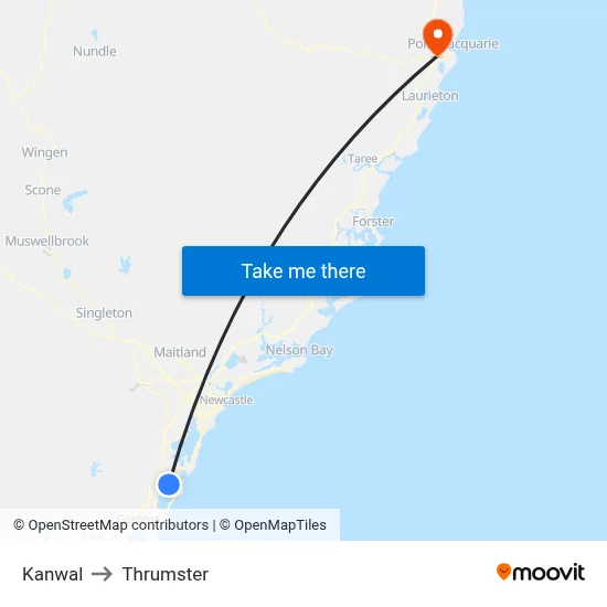 Kanwal to Thrumster map