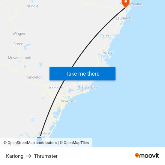 Kariong to Thrumster map