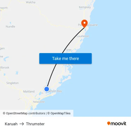 Karuah to Thrumster map