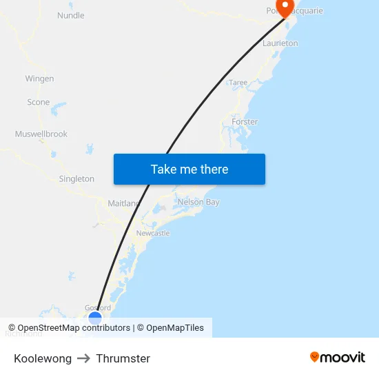 Koolewong to Thrumster map
