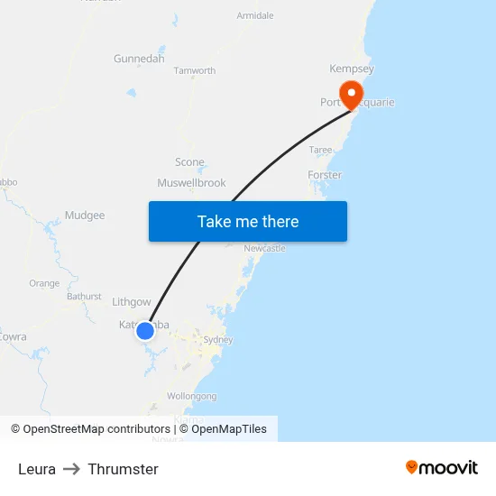 Leura to Thrumster map
