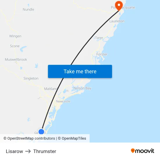 Lisarow to Thrumster map