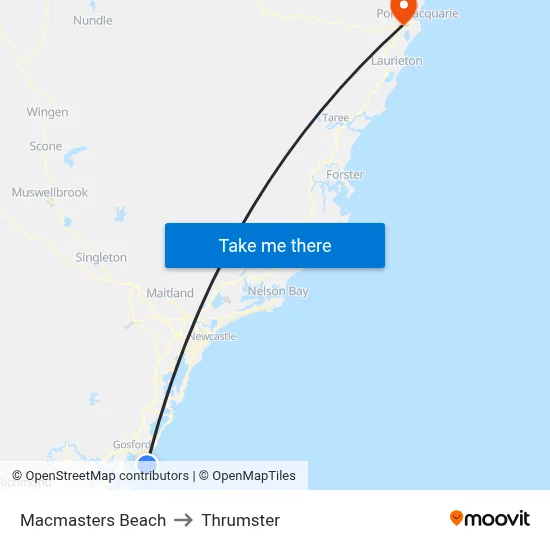 Macmasters Beach to Thrumster map