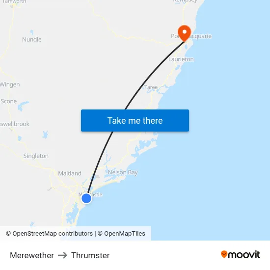Merewether to Thrumster map