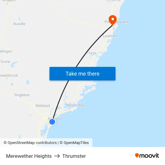 Merewether Heights to Thrumster map