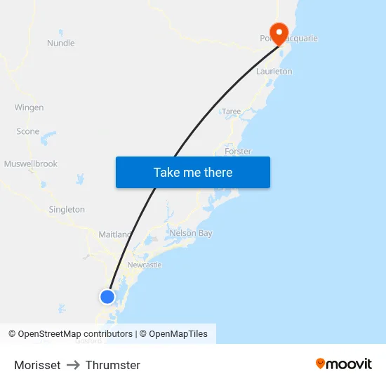 Morisset to Thrumster map