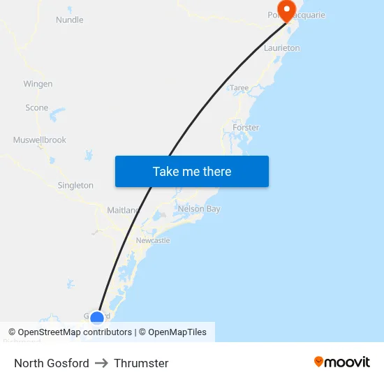 North Gosford to Thrumster map