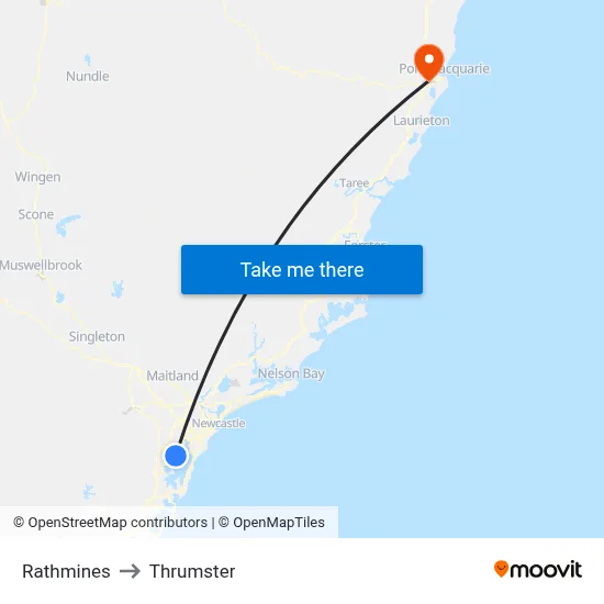 Rathmines to Thrumster map