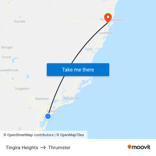 Tingira Heights to Thrumster map