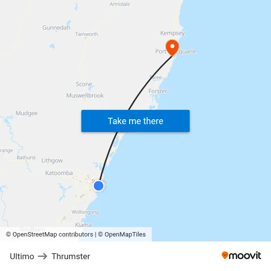 Ultimo to Thrumster map
