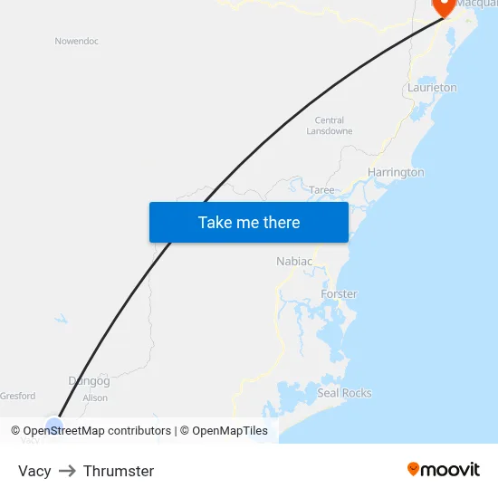 Vacy to Thrumster map