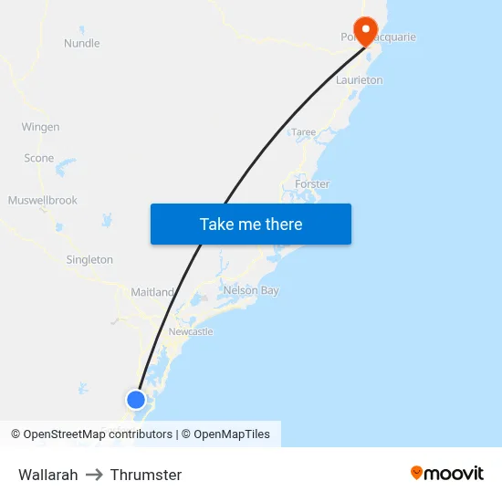 Wallarah to Thrumster map