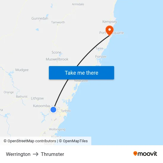 Werrington to Thrumster map