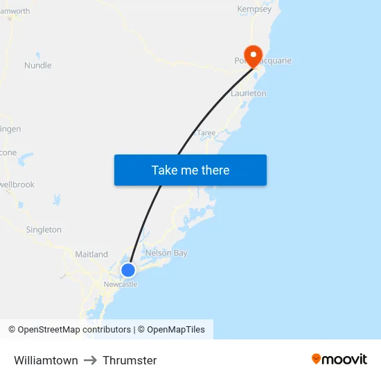 Williamtown to Thrumster map
