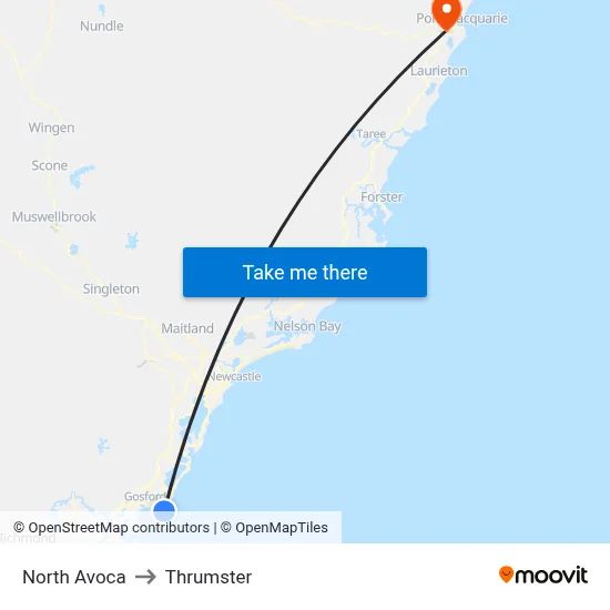 North Avoca to Thrumster map