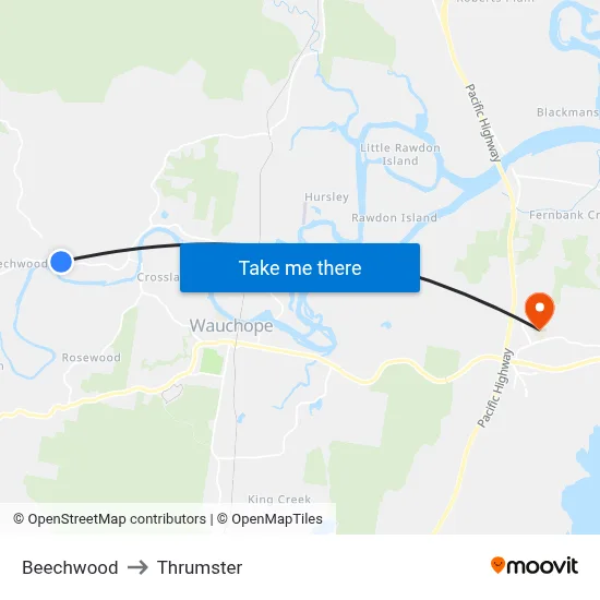 Beechwood to Thrumster map