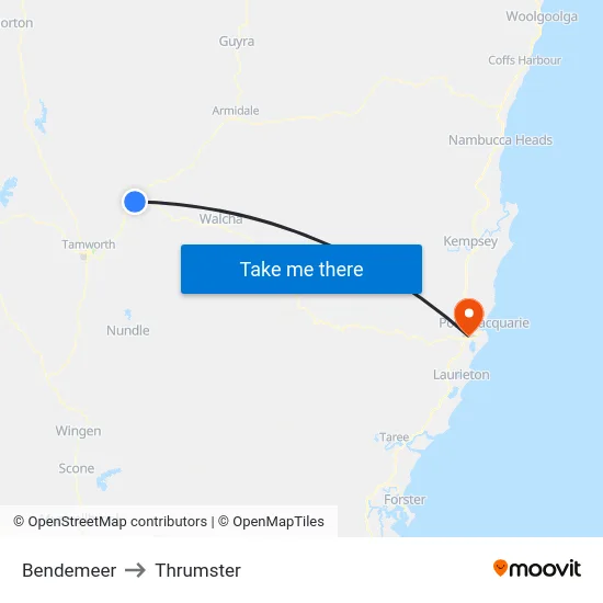 Bendemeer to Thrumster map