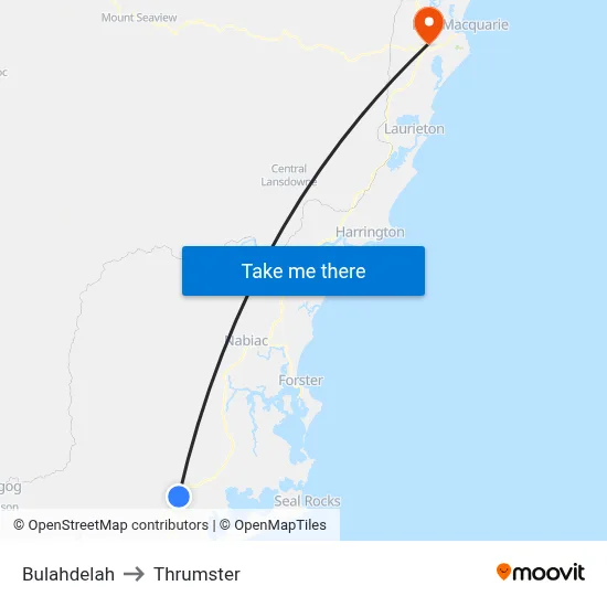 Bulahdelah to Thrumster map