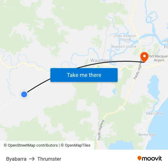 Byabarra to Thrumster map